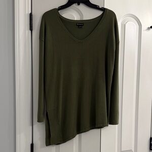 Olive Green Diagonal Tunic Top- Womens S